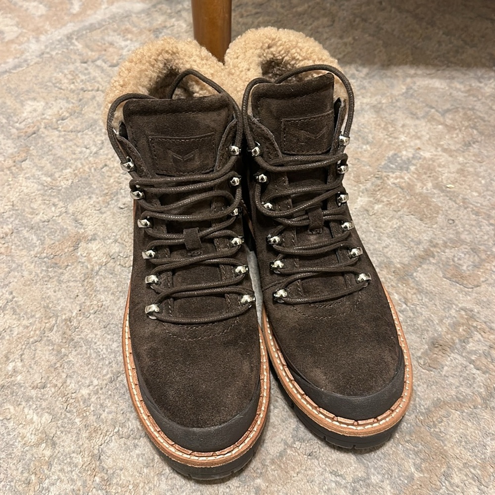 Marc Fisher Cade Shearling Brown Ankle Boots